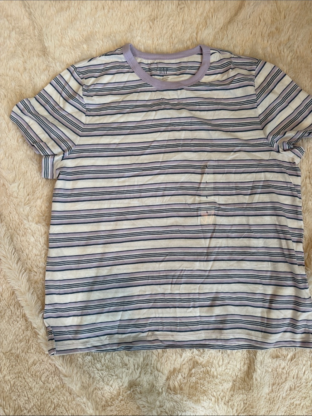 GAP Lavender and Navy Striped Crewneck Tee
